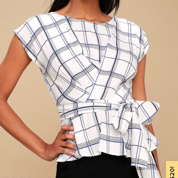 Lulus Tops - Lulus Quentin white veil peplum top